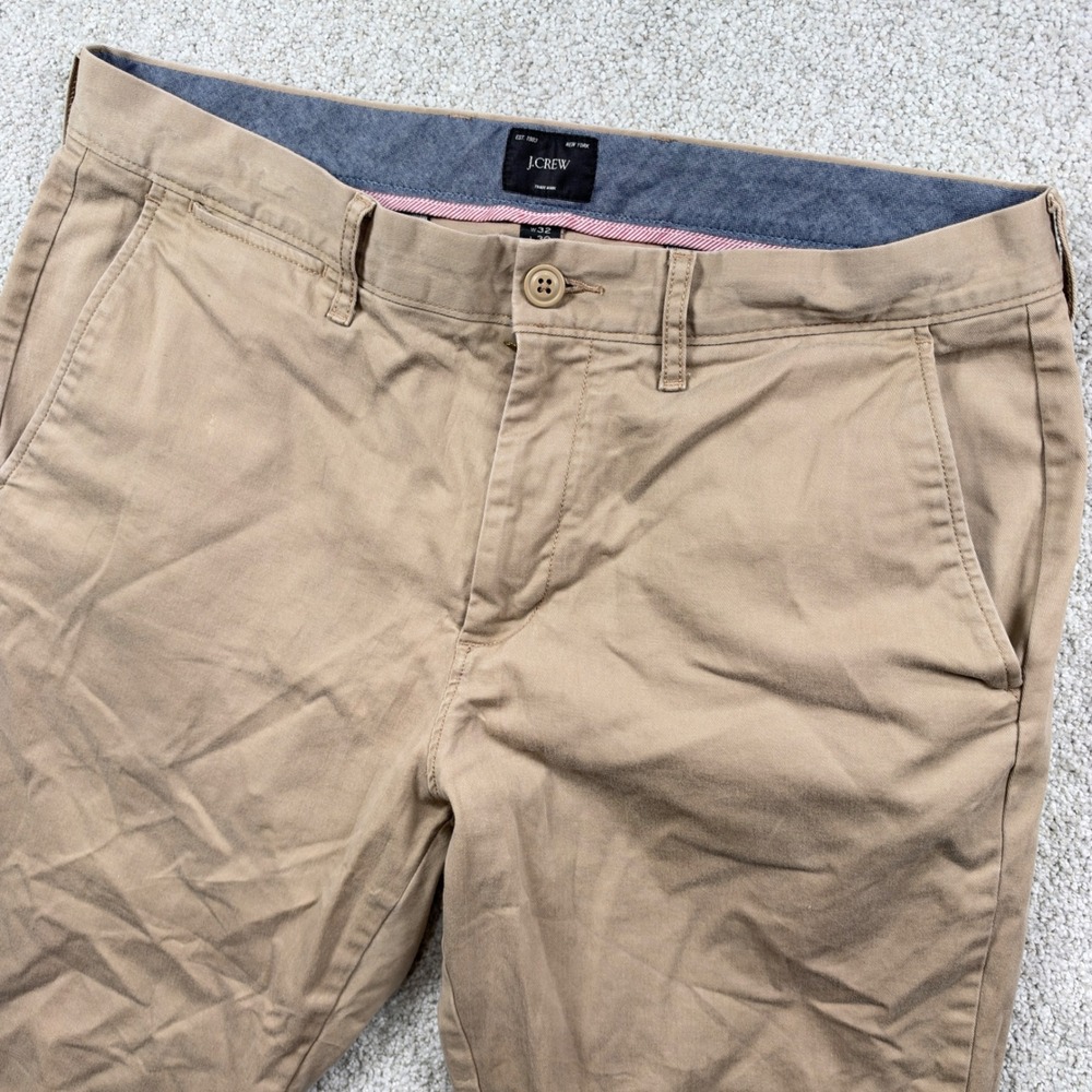 J.Crew Chino Pants Mens 32x30 Khaki Tan Flat Front Casual Trousers